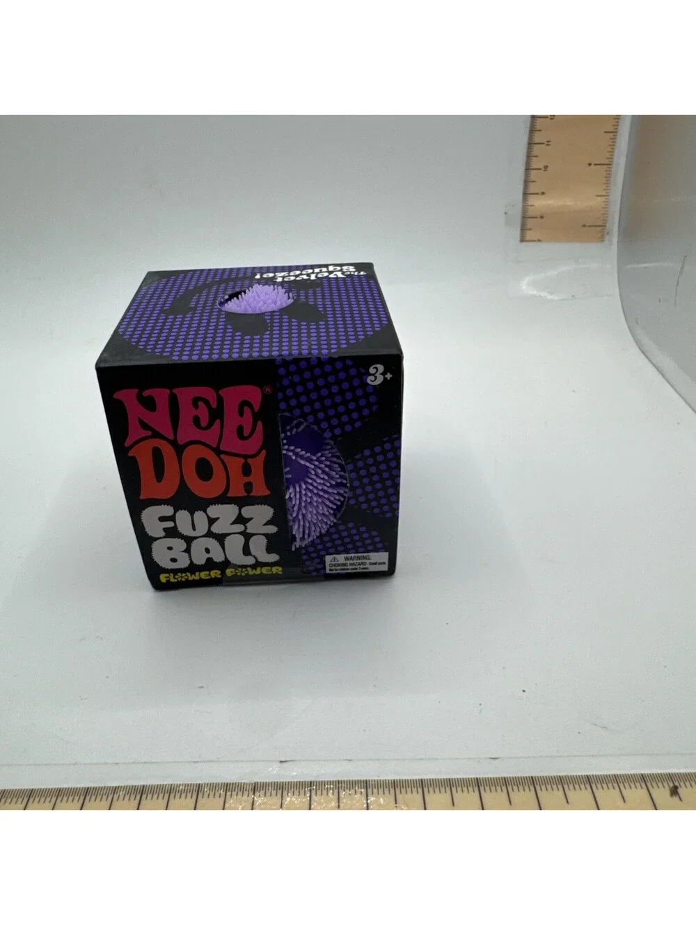 Schylling NeeDoh Fuzz Ball Flower Power Purple Velvet Squeeze Fidget Toy NEW